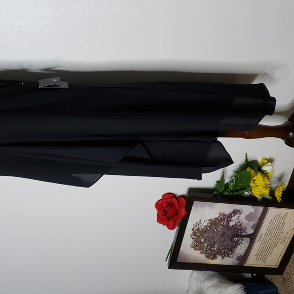 NWT Adrianna Papell Assymetric Drape Front Dress Cascade Black Crepe Chiffon - Picture 13 of 17